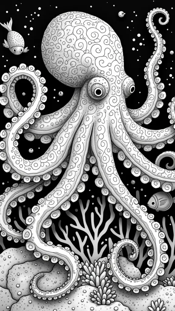 octopus adult coloring page